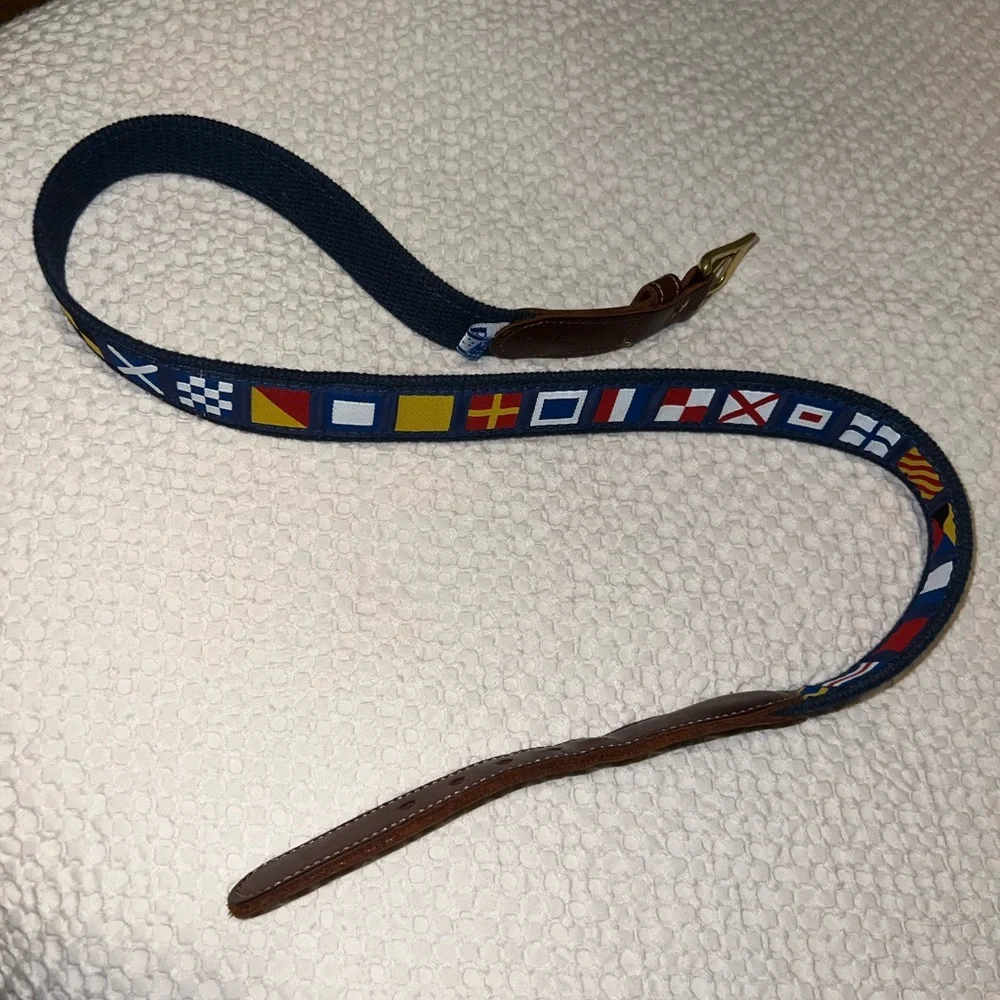 Preston Nautical Code Flag Belt Navy Blue Canvas Premium Leather Made in USA - Picture 2 of 5